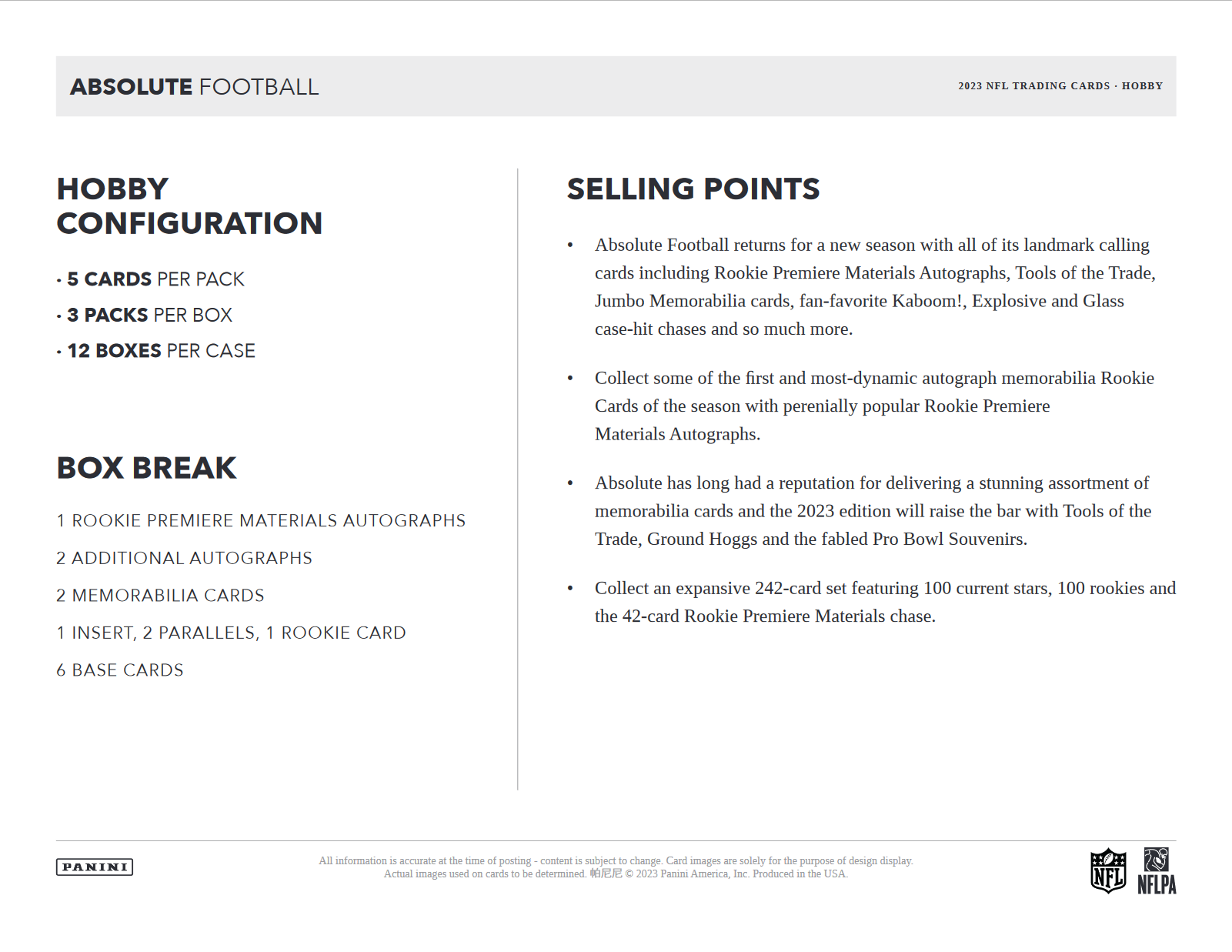 2023 Panini Absolute Football Hobby Box